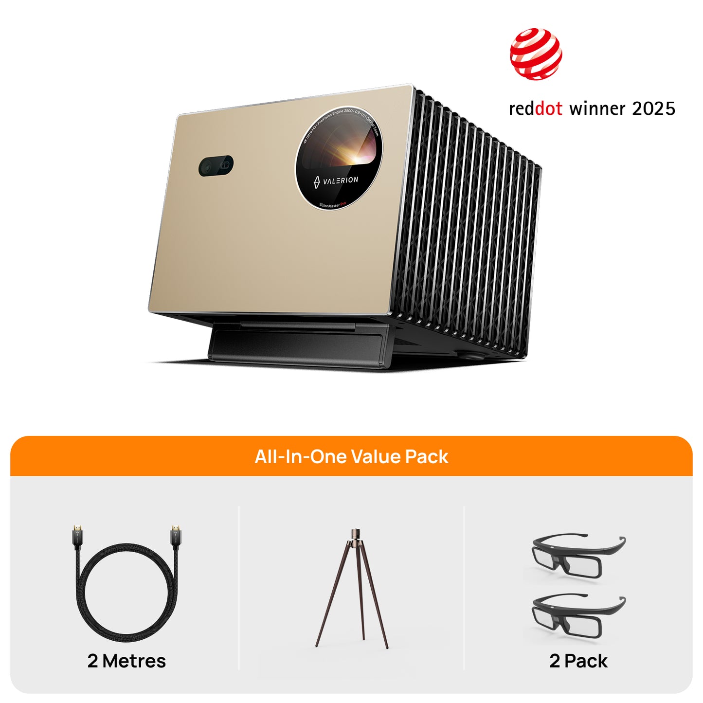 VisionMaster Pro + Stand + 3D Glasses (2 Pack) +HDMI(EU&UK)